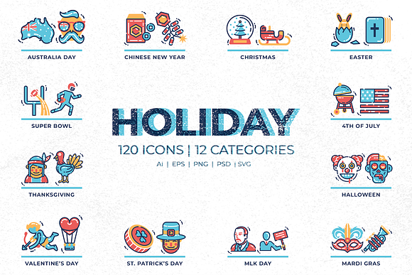 120 Holiday Icons in Holiday Icons - product preview 5