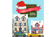 Christmas Sale -50% Off Poster Vector Illustration