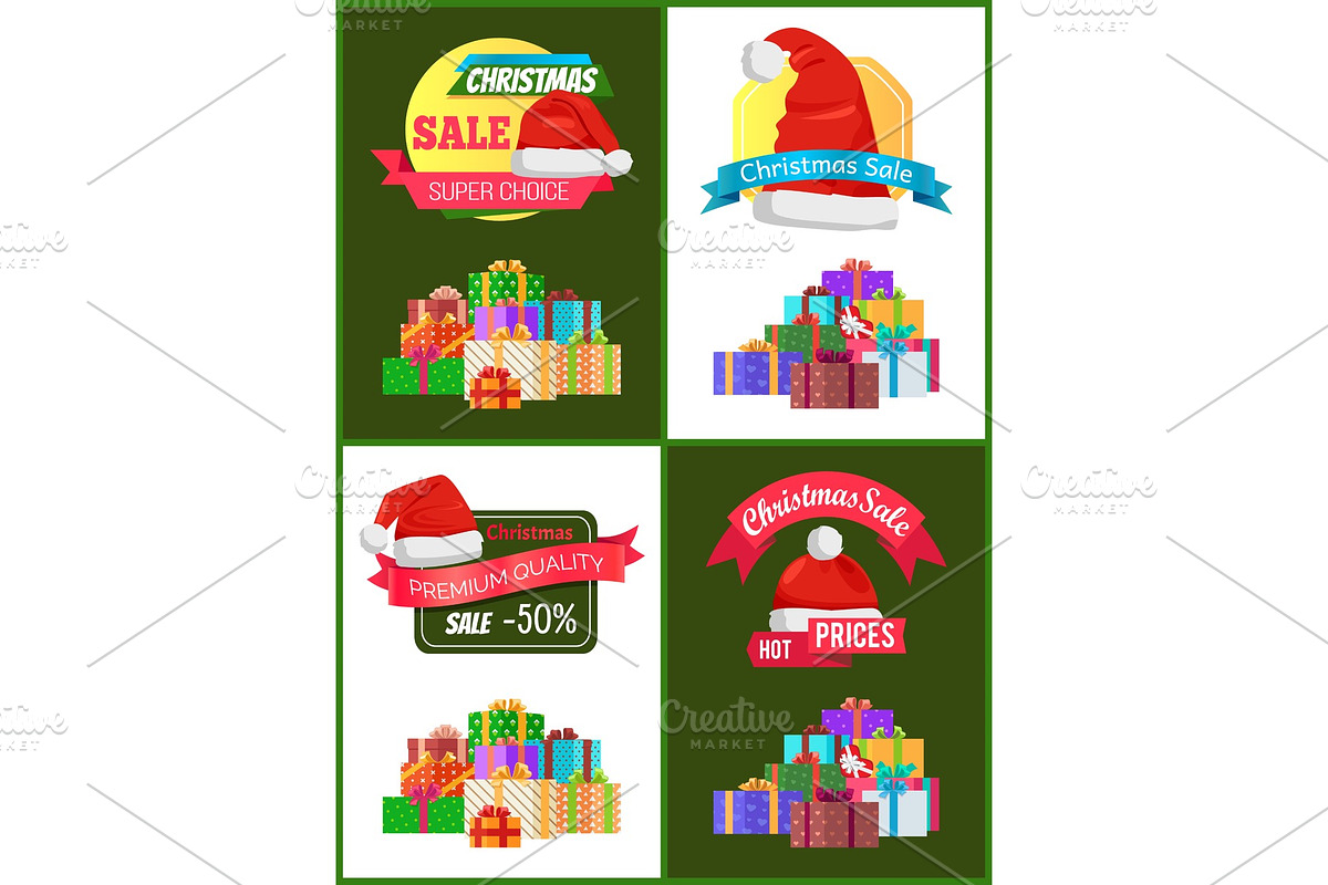 Collection of Christmas Sale Promo Stickers Hats in Objects - product preview 8