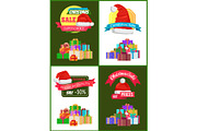 Collection of Christmas Sale Promo Stickers Hats