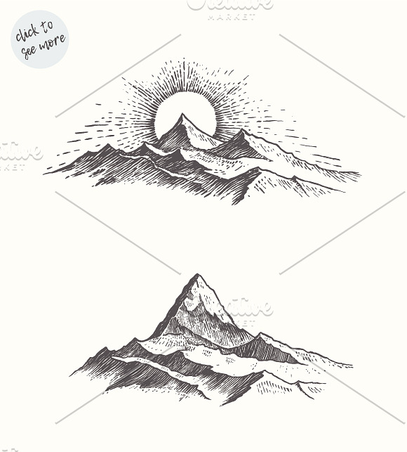 Two illustrations of mountains peaks in Illustrations - product preview 1