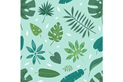 Tropical vector leaves summer green exotic jungle palm leaf tropic nature plant botanical hawaii flora illustration seamless pattern background
