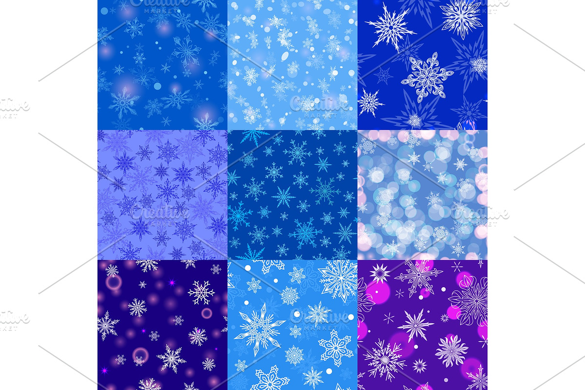 Snowflakes vector icons frozen frost star Christmas decoration snow winter flakes elemets Xmas holiday design illustartion seamless patetrn in Illustrations - product preview 8