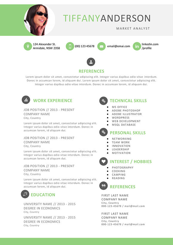 2 in 1 photo Word resume template in Resume Templates - product preview 1