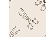 Scissors seamless pattern engraving vector