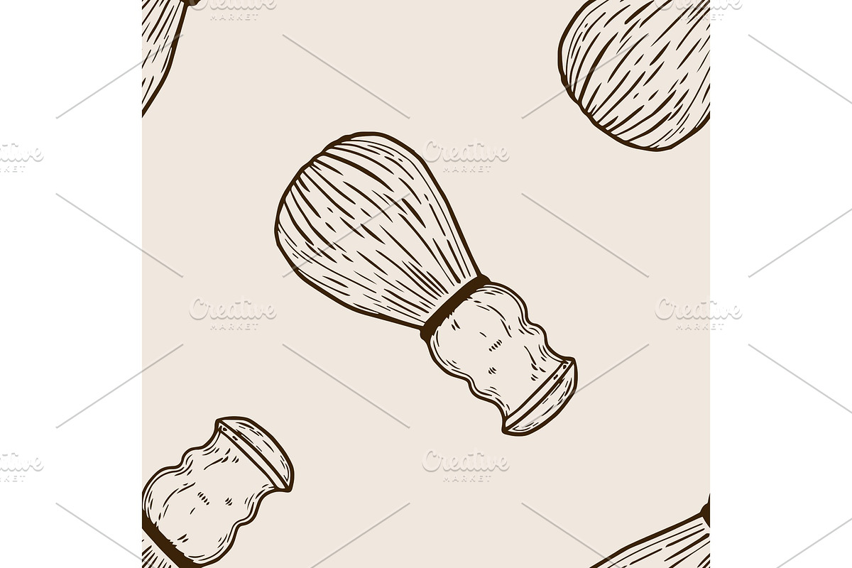 Shaving brush seamless pattern engraving vector in Textures - product preview 8