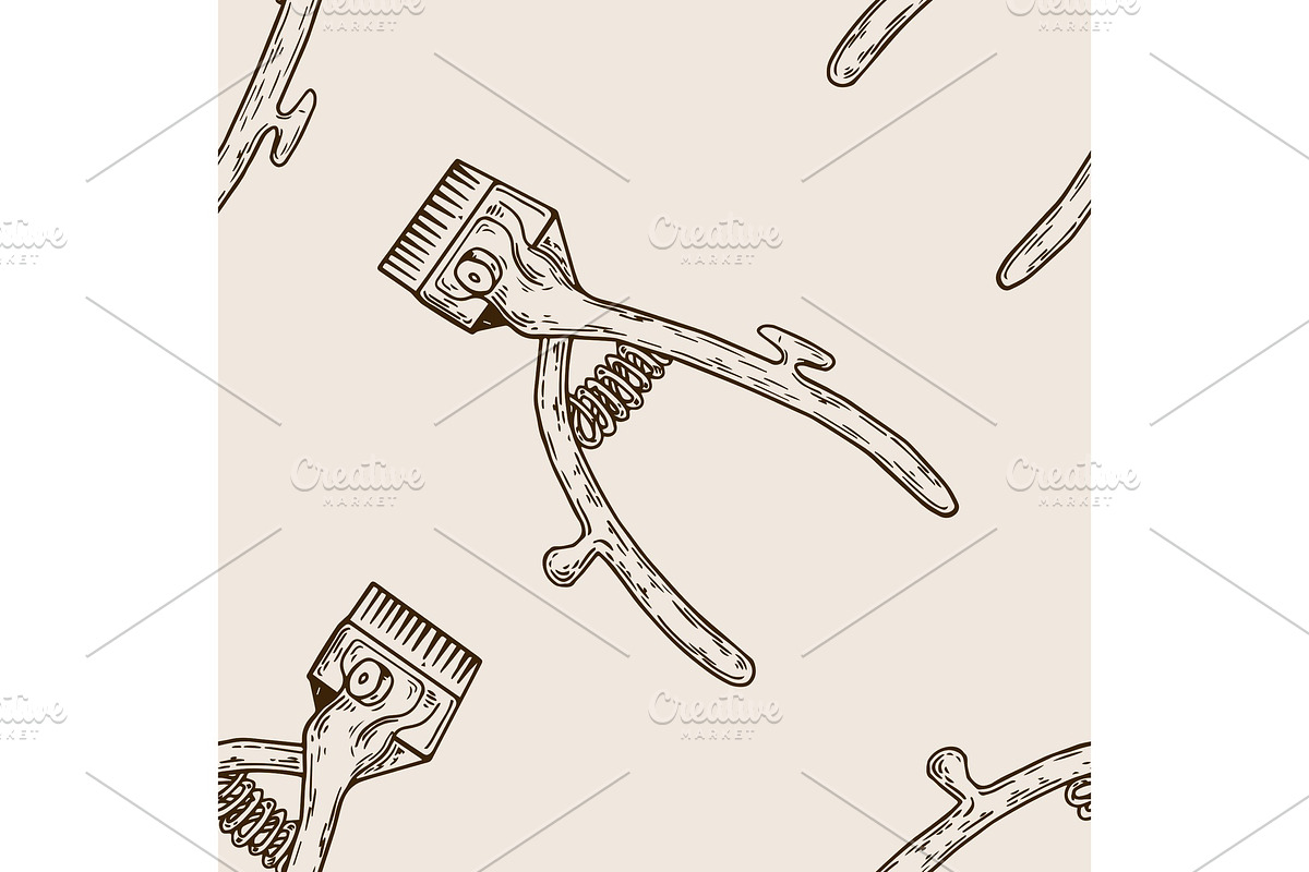 Hair clipper seamless pattern engraving vector in Textures - product preview 8