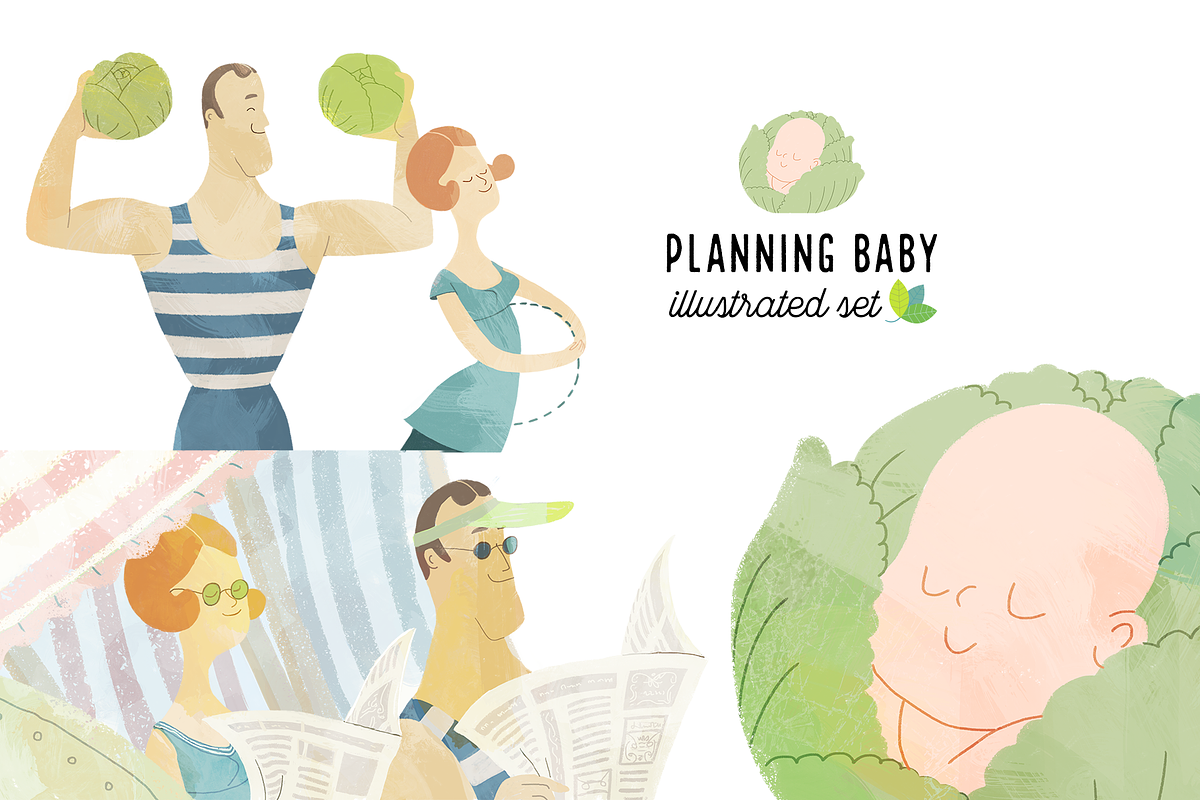 Planning baby illustrated set in Illustrations - product preview 8