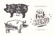 Design elements for a pork menu