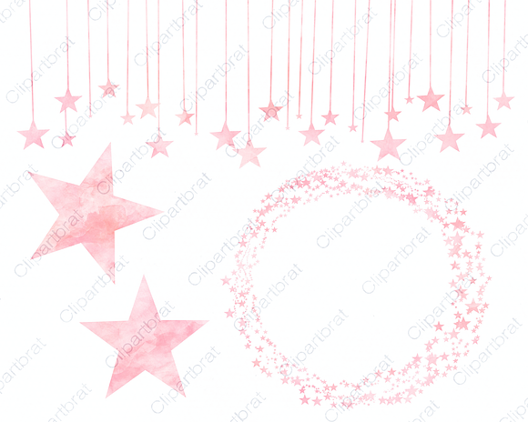 Blush Pink Watercolor Star Clipart in Illustrations - product preview 2