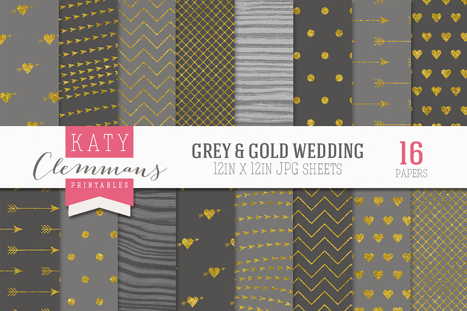 Gray & Gold Wedding Luxe Paper pack
