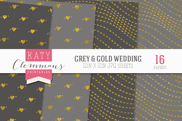 Gray & Gold Wedding Luxe Paper pack in Patterns - product preview 1