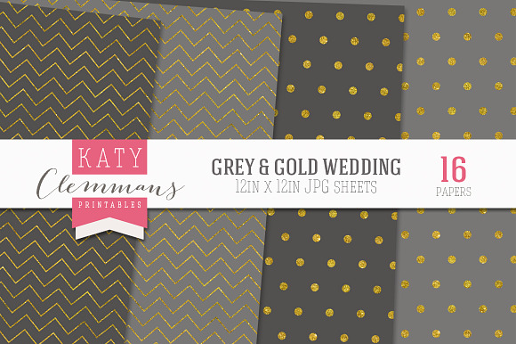 Gray & Gold Wedding Luxe Paper pack in Patterns - product preview 2