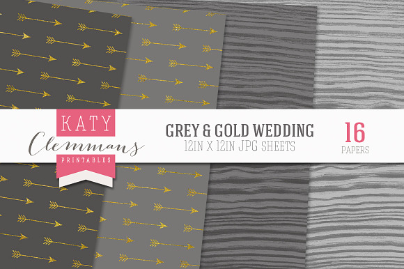 Gray & Gold Wedding Luxe Paper pack in Patterns - product preview 3