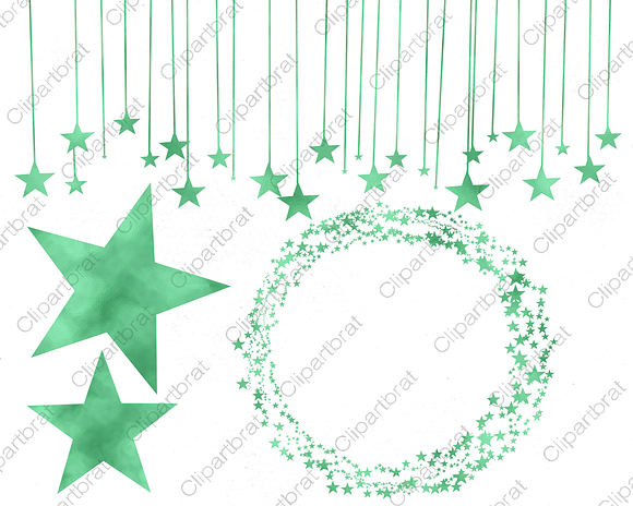 Kelly Green Watercolor Star Clipart in Illustrations - product preview 2