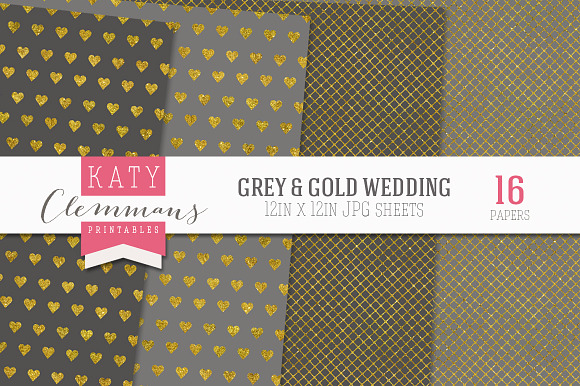 Gray & Gold Wedding Luxe Paper pack in Patterns - product preview 4