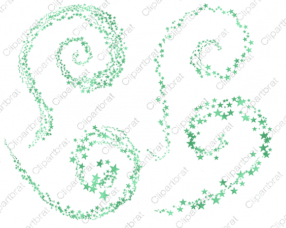 Kelly Green Watercolor Star Clipart in Illustrations - product preview 4