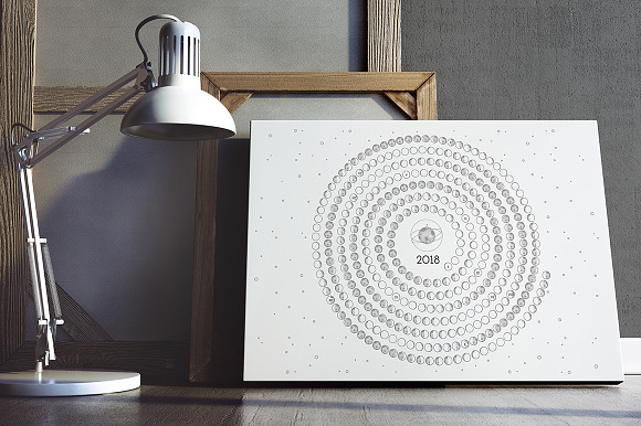 Moon Calendar 2018 in Stationery Templates - product preview 3