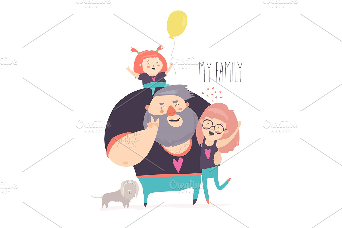 Happy family portrait in Illustrations - product preview 8