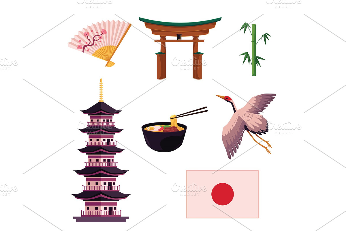 Collection of Japanese culture symbols, icons in Objects - product preview 8