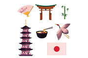 Collection of Japanese culture symbols, icons