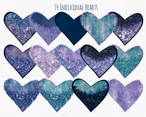 Metallic Glitter Hearts Navy Blue in Illustrations - product preview 1