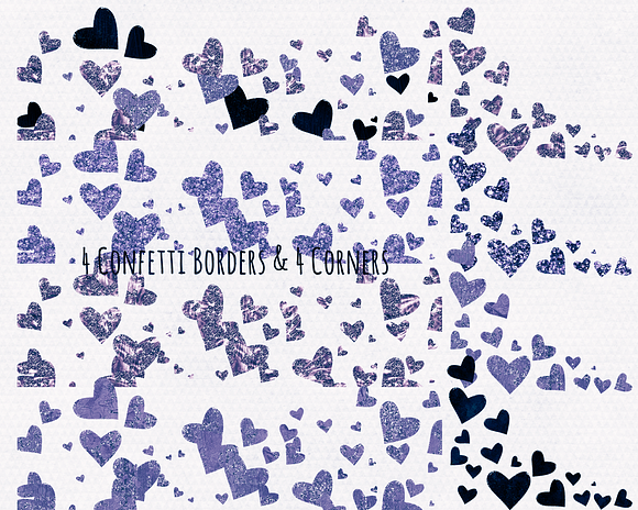 Metallic Glitter Hearts Navy Blue in Illustrations - product preview 2