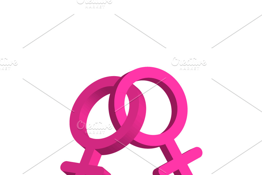 Crossed pink women gender signs in Objects - product preview 8