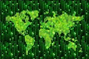 Hitech pixelated world map on matrix