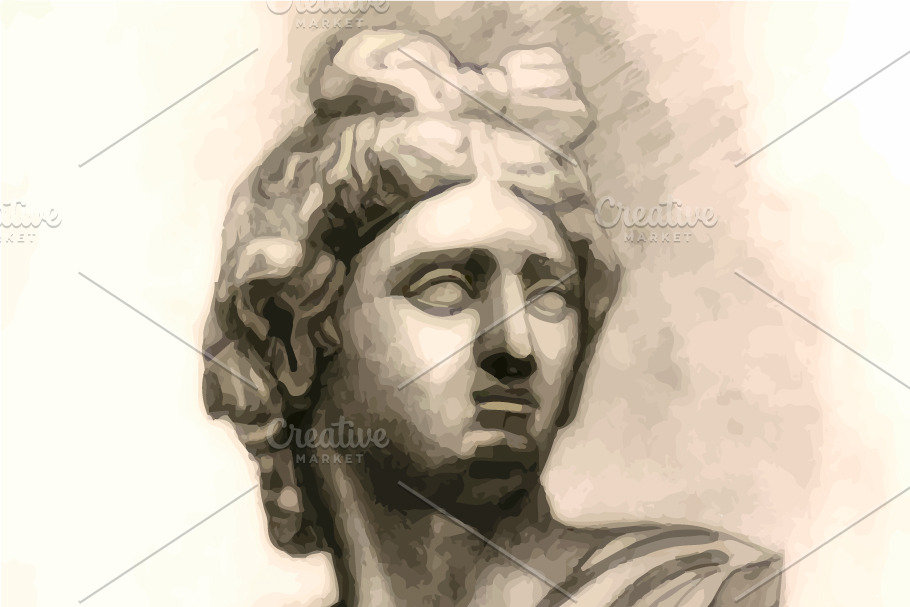 Antique Antinous plaster bust in Illustrations - product preview 8