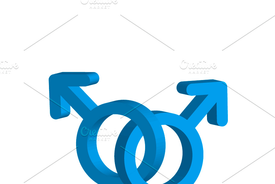 Two crossed blue mens gender signs in Objects - product preview 8