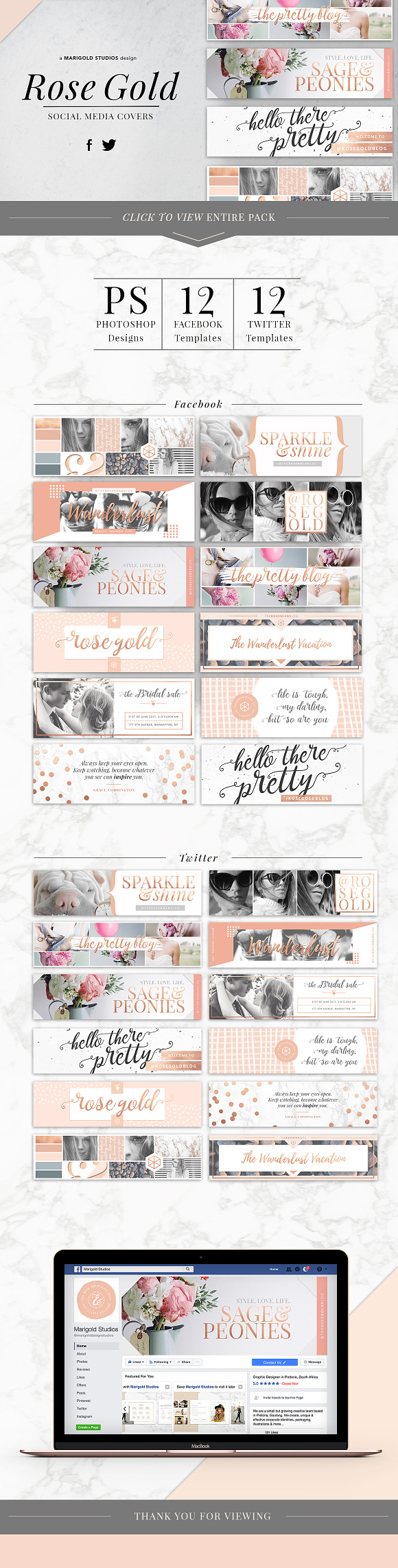 ROSE GOLD | Social Media Covers in Facebook Templates - product preview 6