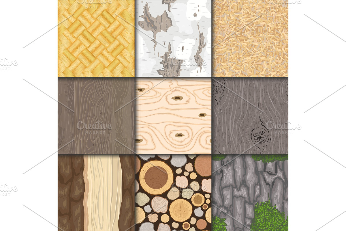 Wood background wooden texture vector seamless pattern natural hardwood material textured backdrop set illustration in Textures - product preview 8