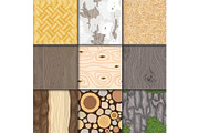 Wood background wooden texture vector seamless pattern natural hardwood material textured backdrop set illustration