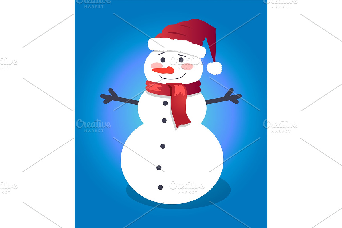 Handsome snowman in red hat with vector illustration in Objects - product preview 8