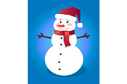 Handsome snowman in red hat with vector illustration