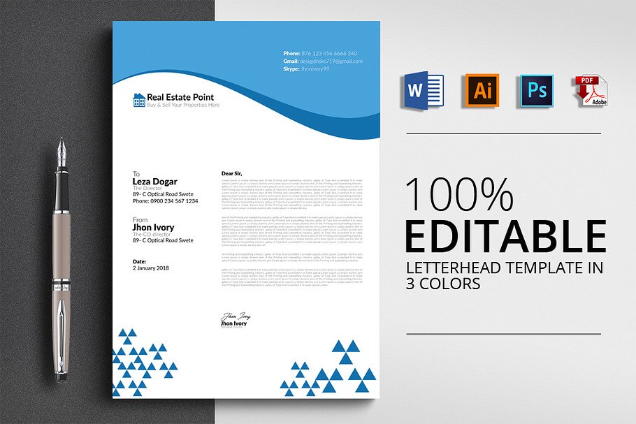 Real Estate Letterhead Template 02 in Stationery Templates - product preview 8