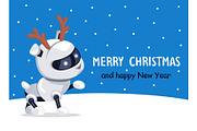 Merry Christmas Robotic Dog Vector Illustration