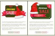 Discounts Tags Santa Claus hats Promo Labels Xmas