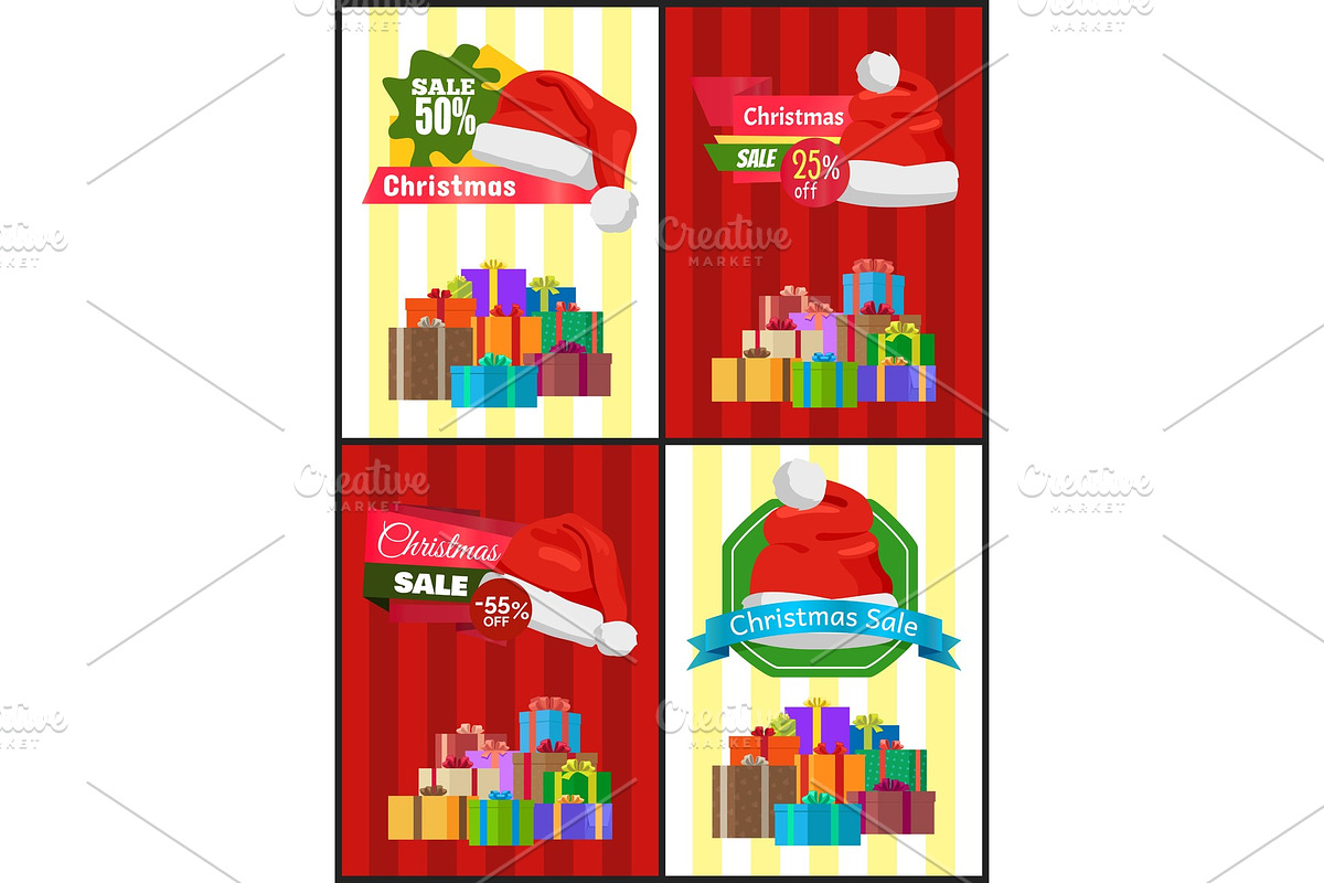 Christmas Sale Poster Wrapped Present, Promo Label in Objects - product preview 8