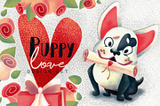 Puppy love. Valentine's Day clipart 