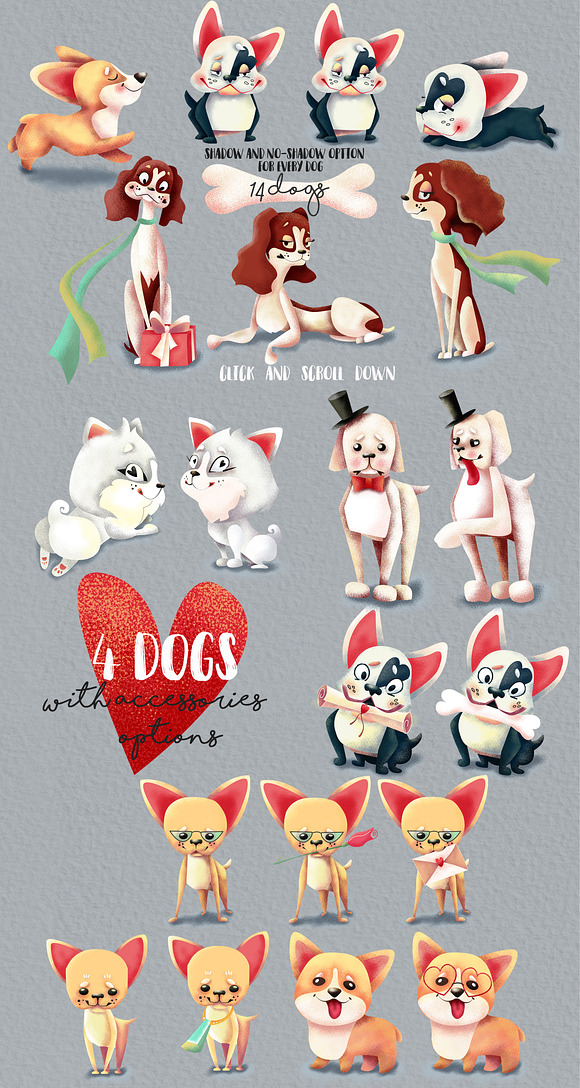 Puppy love. Valentine's Day clipart  in Illustrations - product preview 1