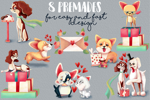 Puppy love. Valentine's Day clipart  in Illustrations - product preview 2