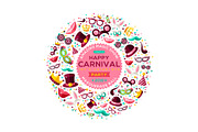 Carnival Concept Banner with Icons