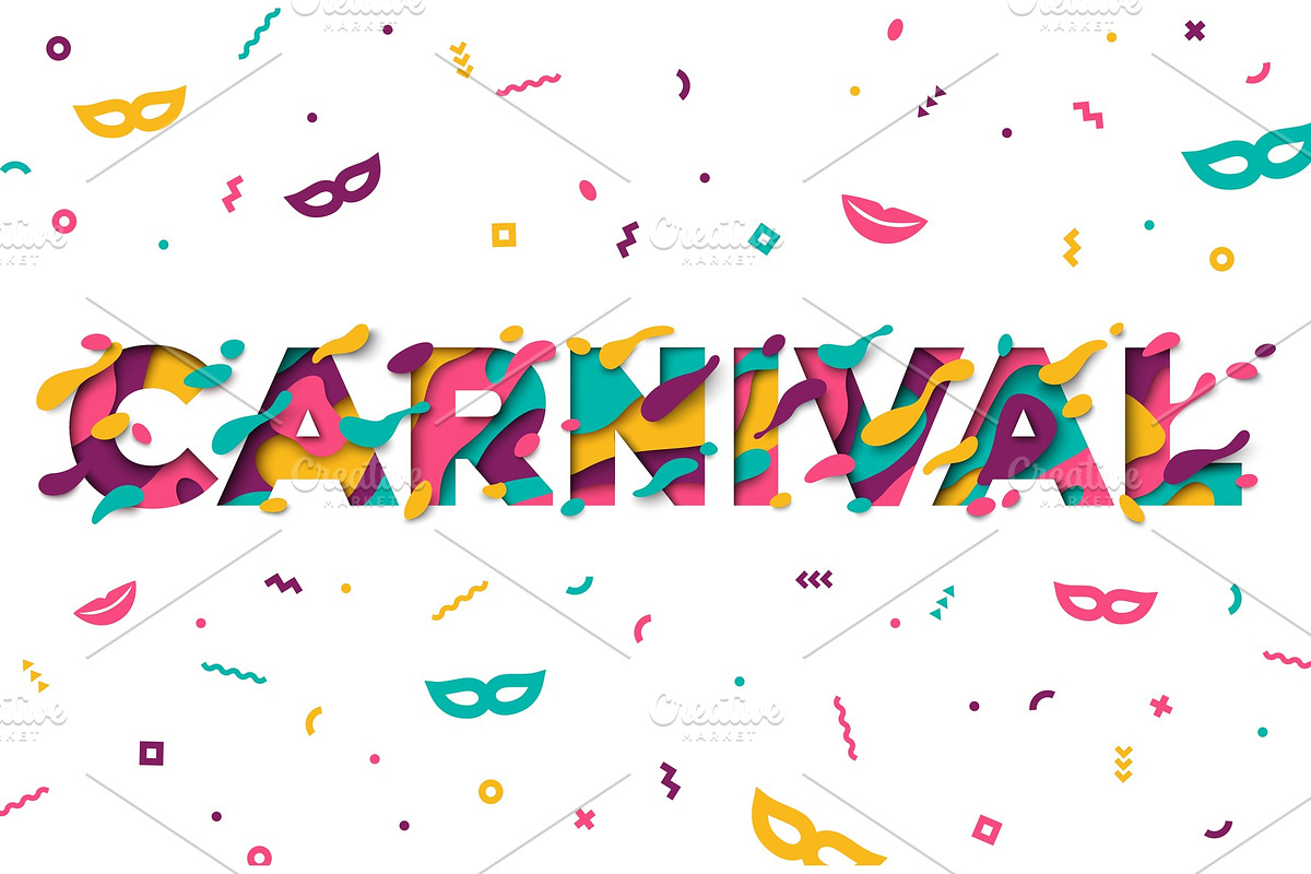 Carnival greeting card with typography design in Illustrations - product preview 8