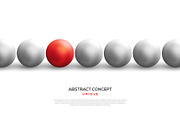 Unique red ball among white ones in row