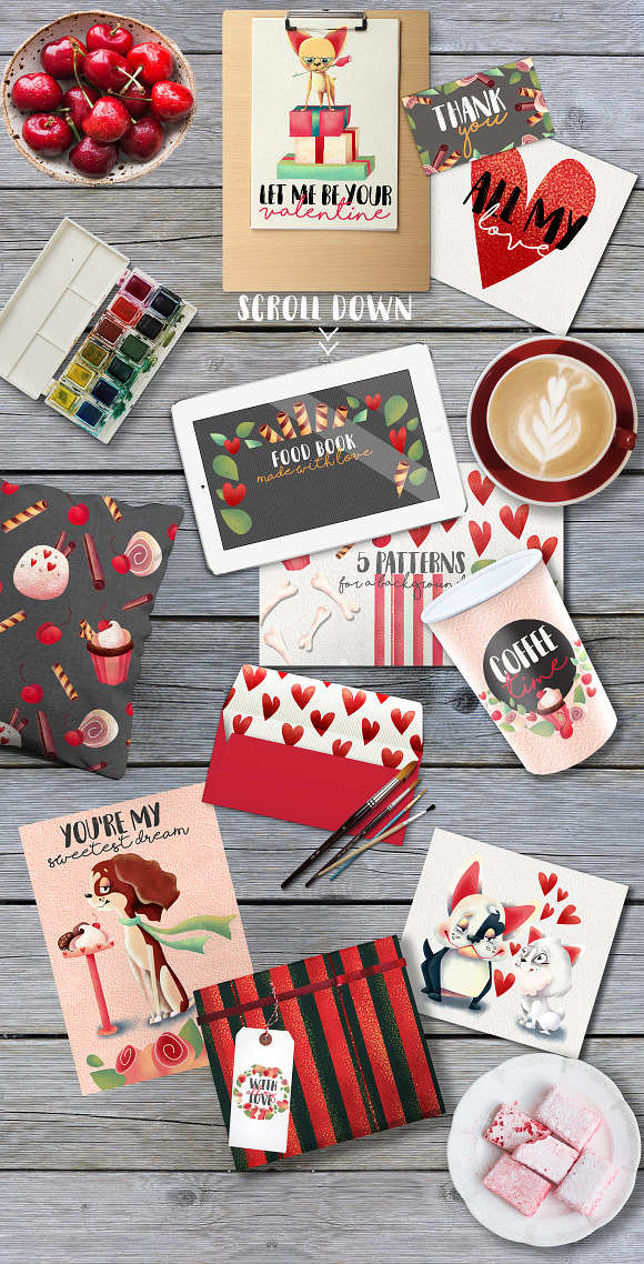 Puppy love. Valentine's Day clipart  in Illustrations - product preview 7