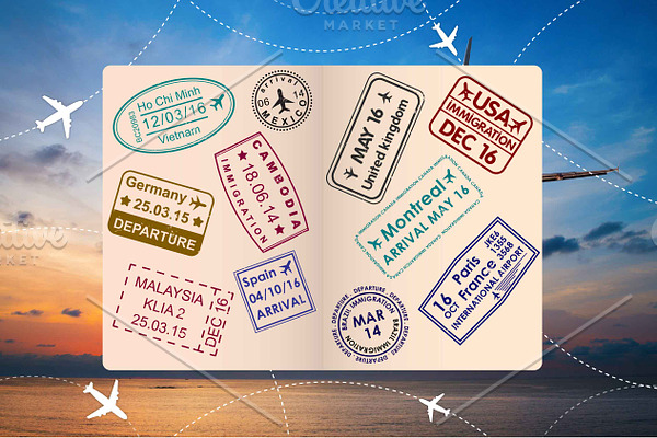 Passport Stamps & Travel Visa Signs