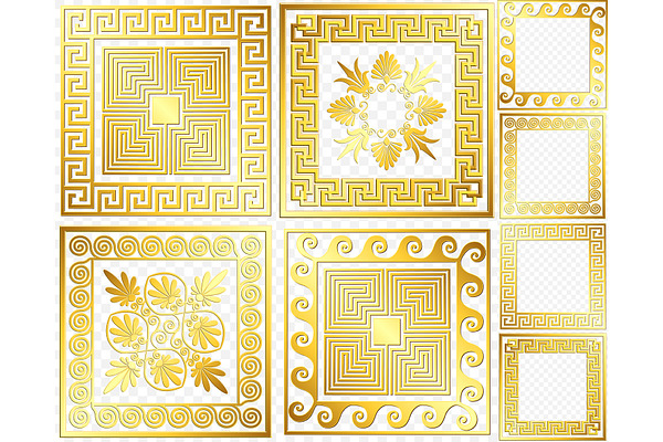 SET Golden square Greek ornament