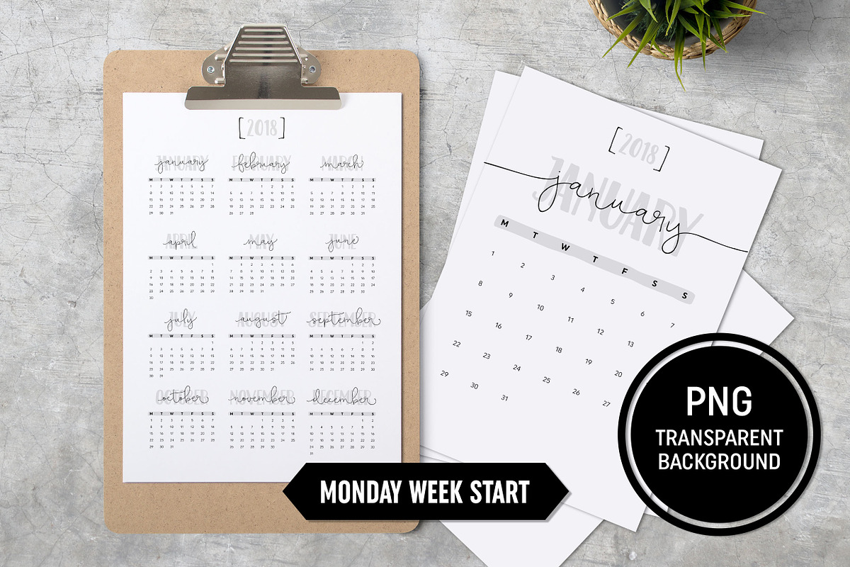 Calendar 2018 Minimalistic  in Stationery Templates - product preview 8